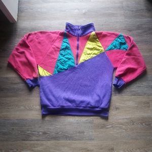 1980s vintage sweatshirt oversized geometric neon